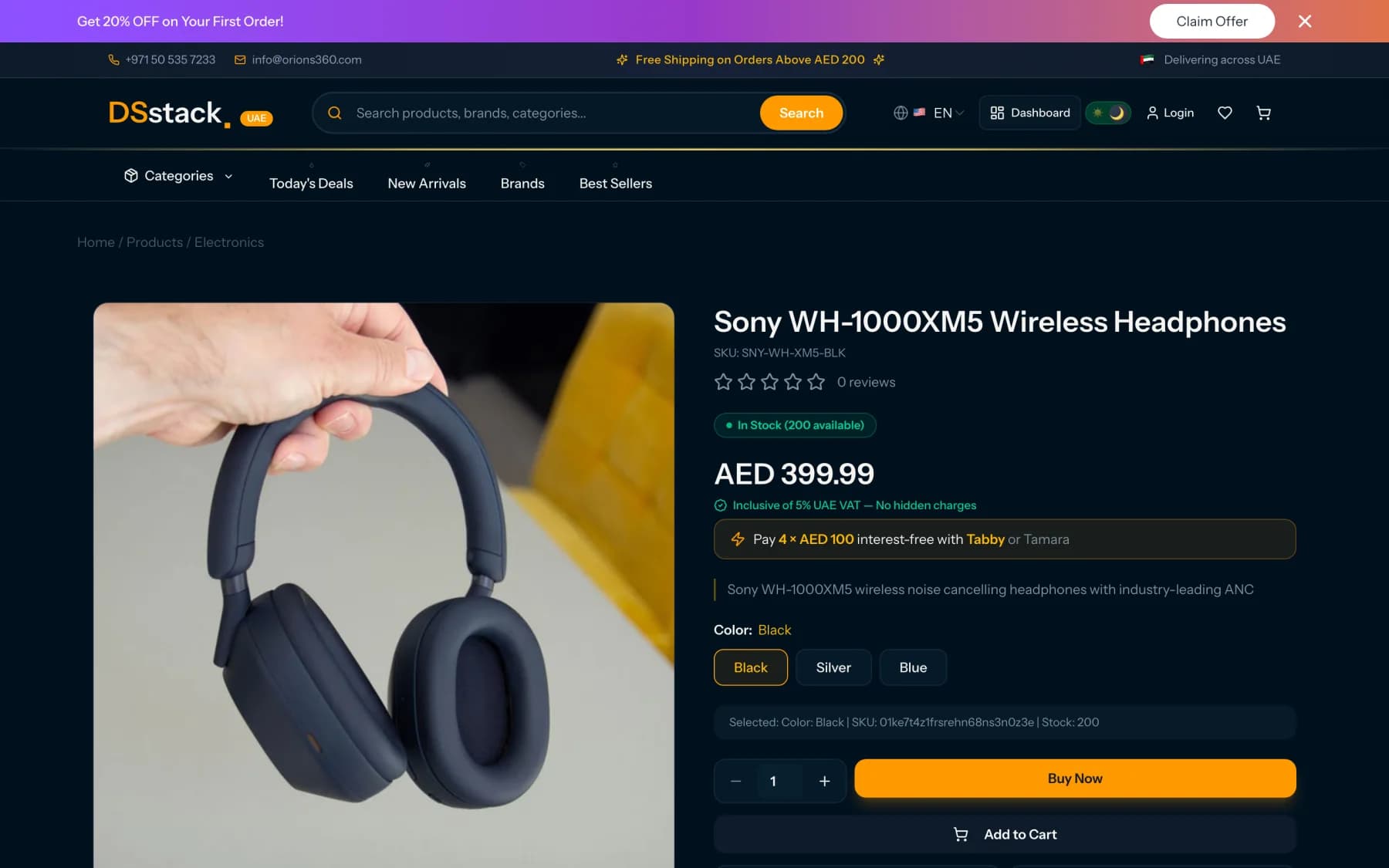 A product page in the DSStack demo store